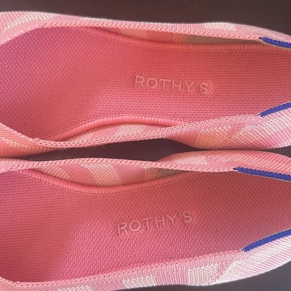 Rothy's The Flat Pink Macaron Big Stripe Flats Shoes Collector's Edition Sz 10.5 - Picture 4 of 11